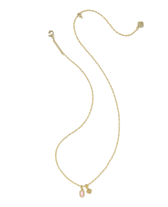 Mini Elisa Dira Gold Necklace Light Pink Lab Opal Pendant