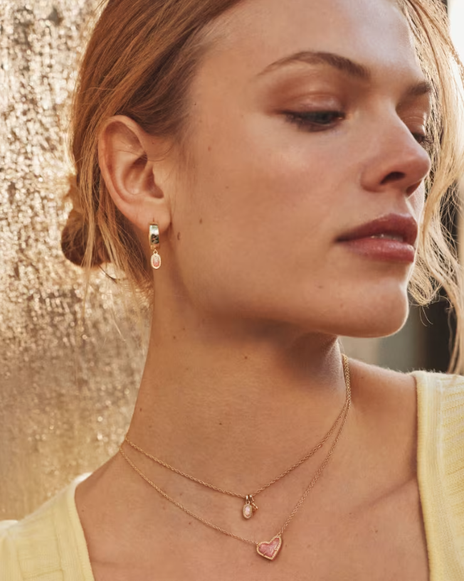 Mini Elisa Dira Gold Necklace Light Pink Lab Opal Pendant