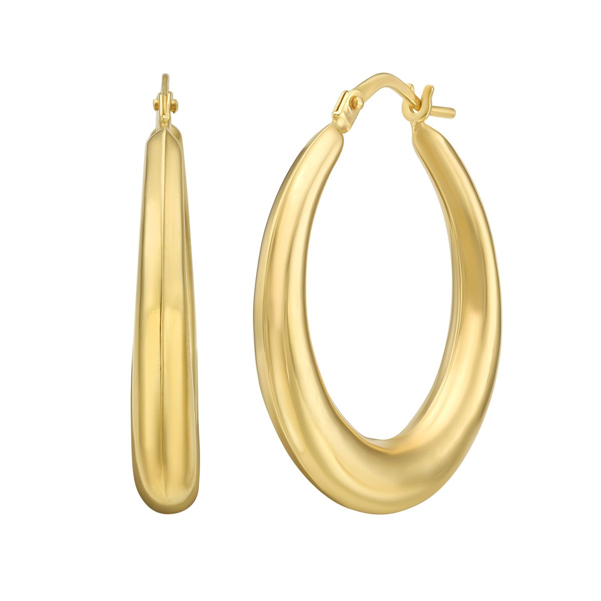 26 x 25 mm Oval Hoop Earrings in 14K Yellow Gold