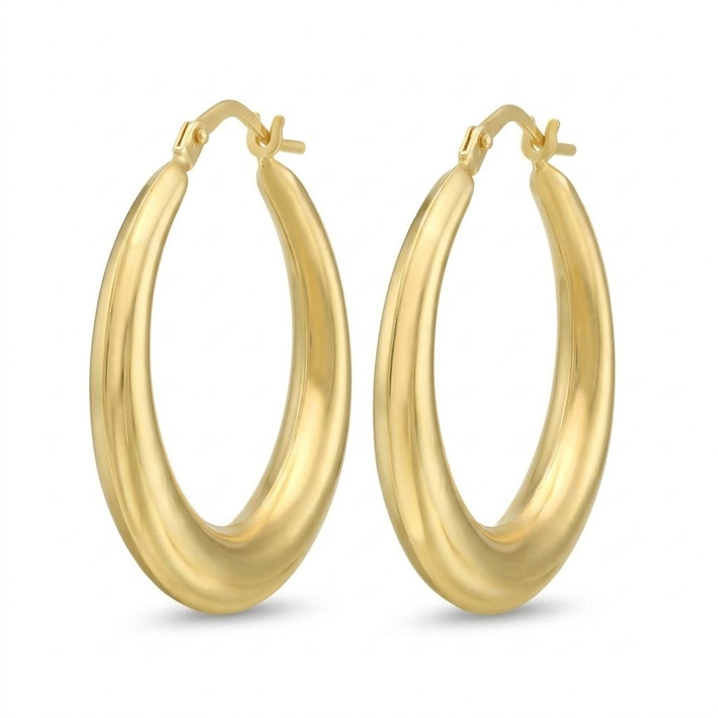 26 x 25 mm Oval Hoop Earrings in 14K Yellow Gold
