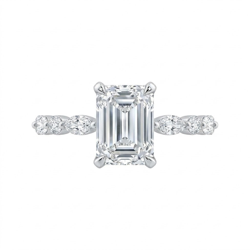 EMERALD-CUT LAB-GROWN DIAMOND ENGAGEMENT RING | 3.63CTTW | 14K WHITE GOLD | LGD-HR4015E300-GW6 - Brownee Jewelers