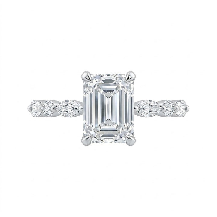 EMERALD-CUT LAB-GROWN DIAMOND ENGAGEMENT RING | 3.63CTTW | 14K WHITE GOLD | LGD-HR4015E300-GW6 - Brownee Jewelers