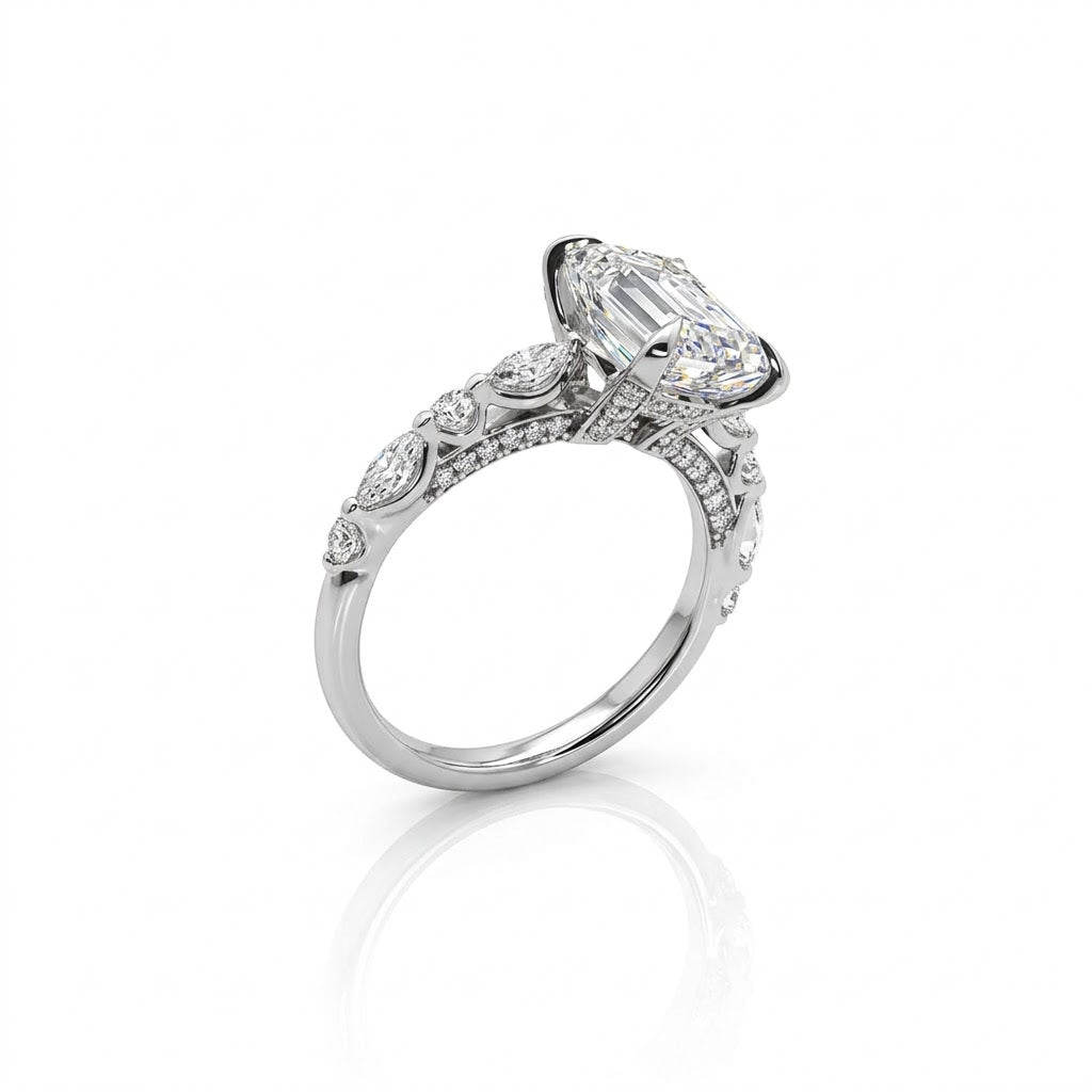 EMERALD-CUT LAB-GROWN DIAMOND ENGAGEMENT RING | 3.63CTTW | 14K WHITE GOLD | LGD-HR4015E300-GW6 - Brownee Jewelers