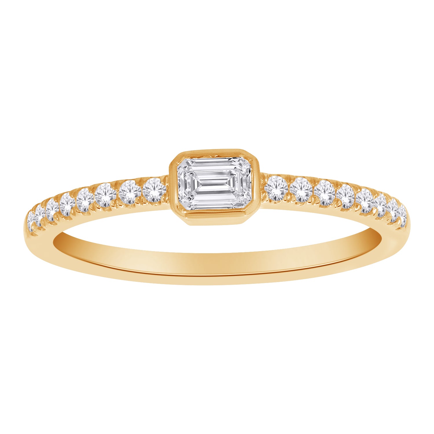 Emerald Cut Lab-Grown Diamond Bezel Promise Ring