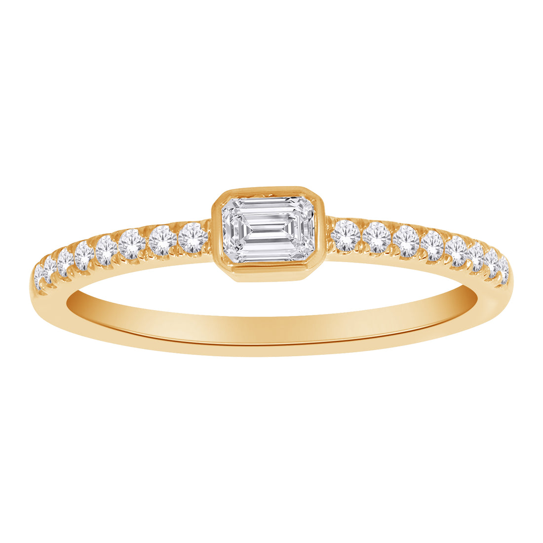 Emerald Cut Lab-Grown Diamond Bezel Promise Ring