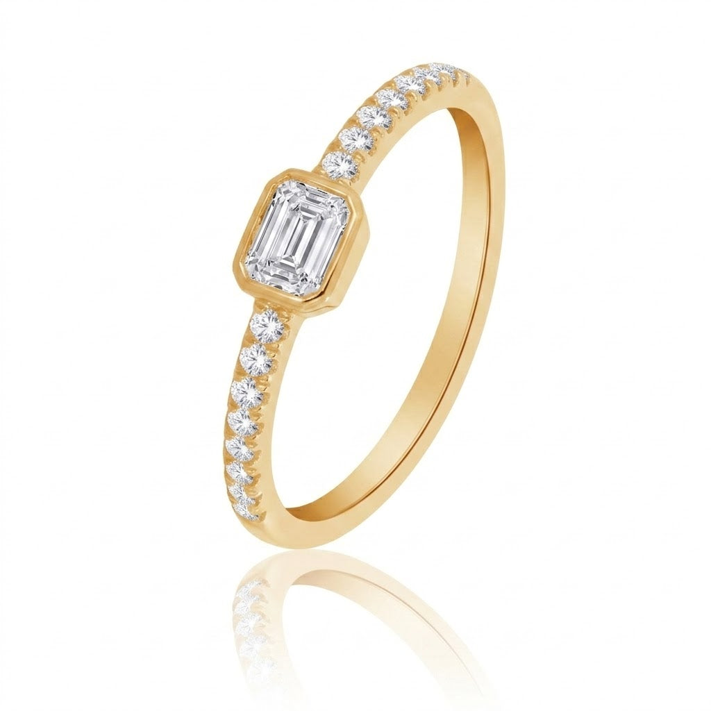 Emerald Cut Lab-Grown Diamond Bezel Promise Ring