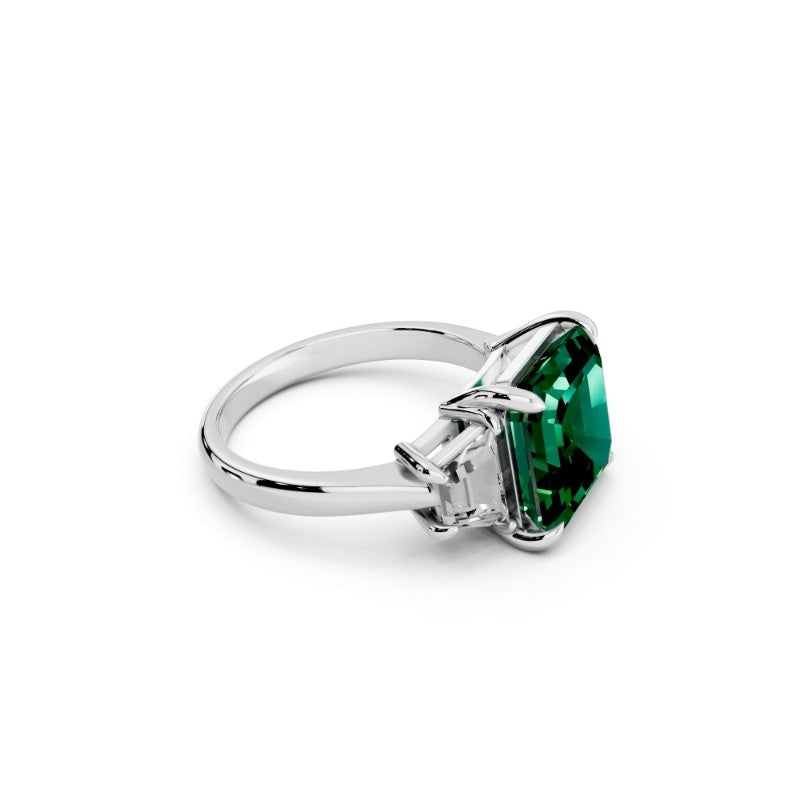 Emerald-Cut Green Columbia Emerald Center Stone Ring
