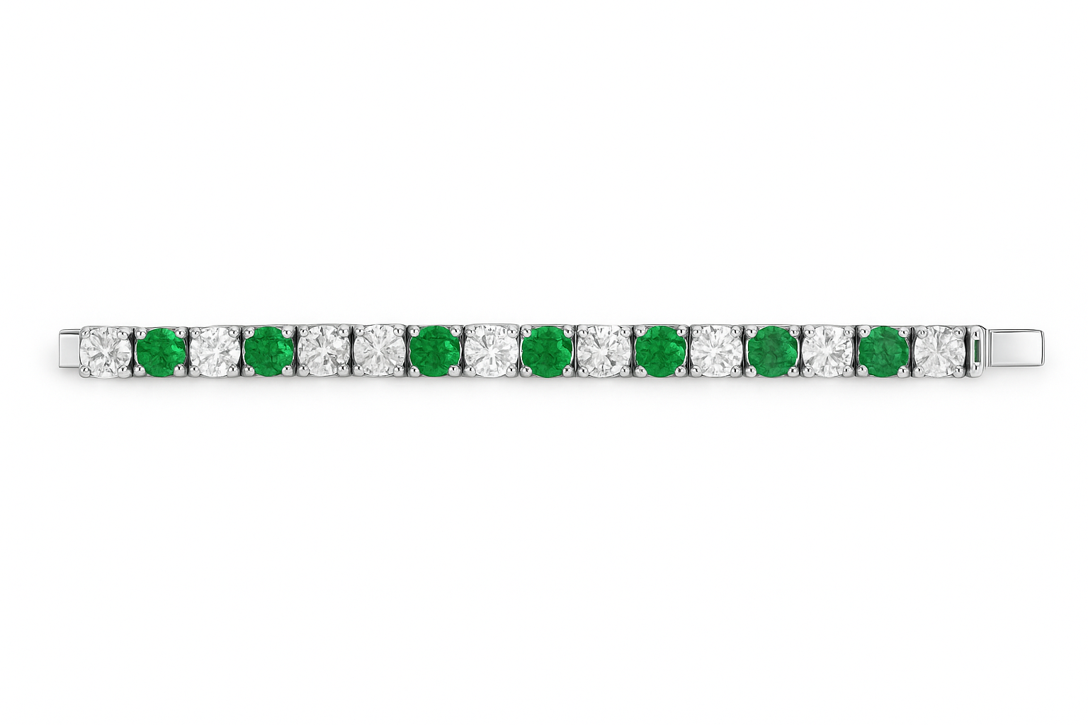 Alternating emerald and Diamond LG Tennis Bracelet 