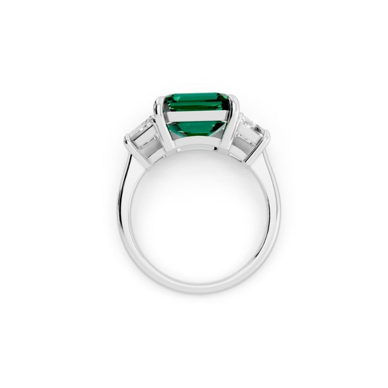 Emerald-Cut Green Columbia Emerald Center Stone Ring