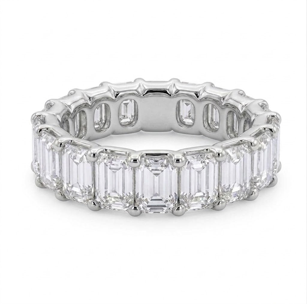 4.42 ctw Lab-Grown Diamond Eternity Band | Emerald Cut | 14K White Gold | Size 6.5 - Brownee Jewelers