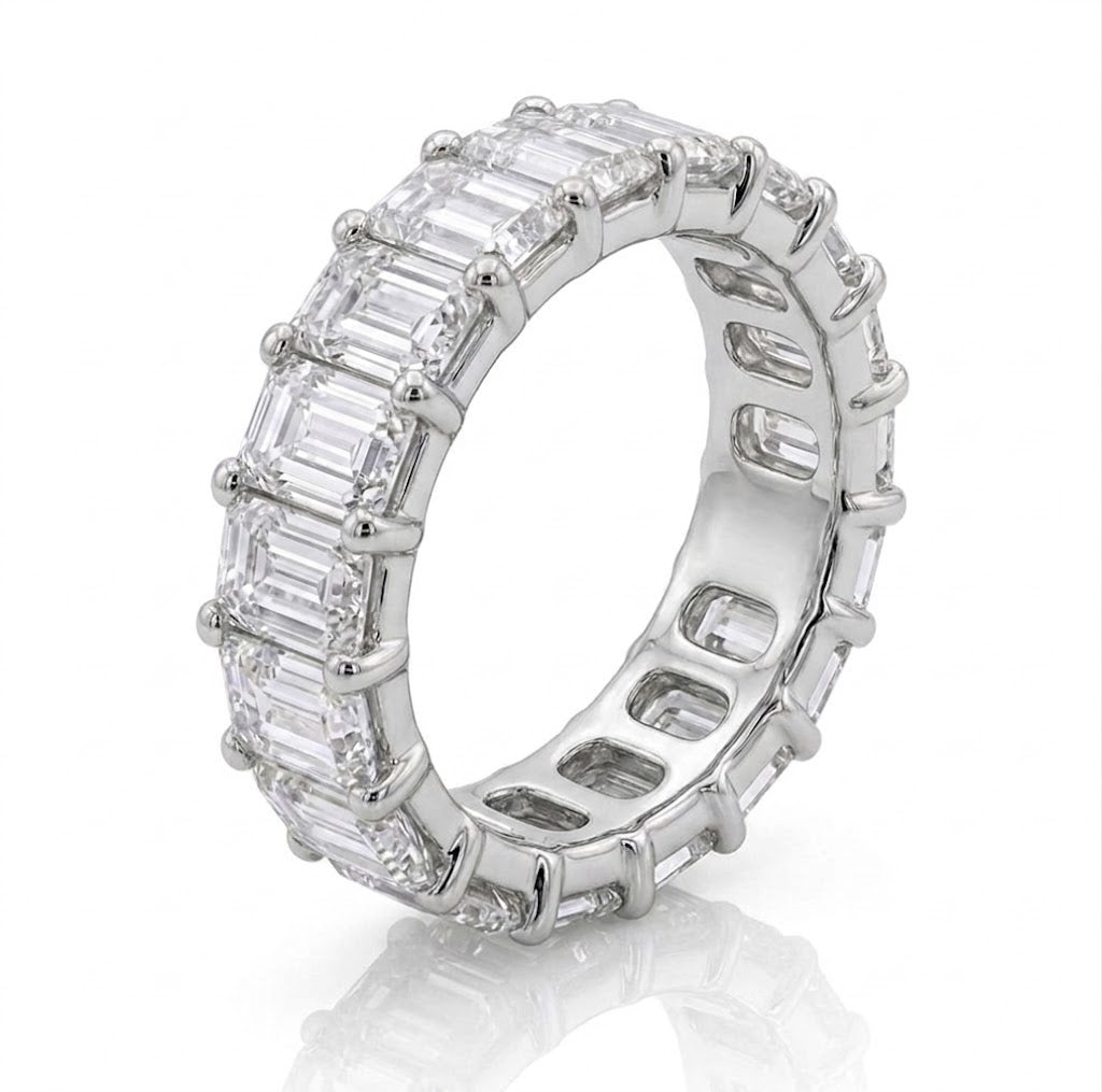 4.42 ctw Lab-Grown Diamond Eternity Band | Emerald Cut | 14K White Gold | Size 6.5 - Brownee Jewelers