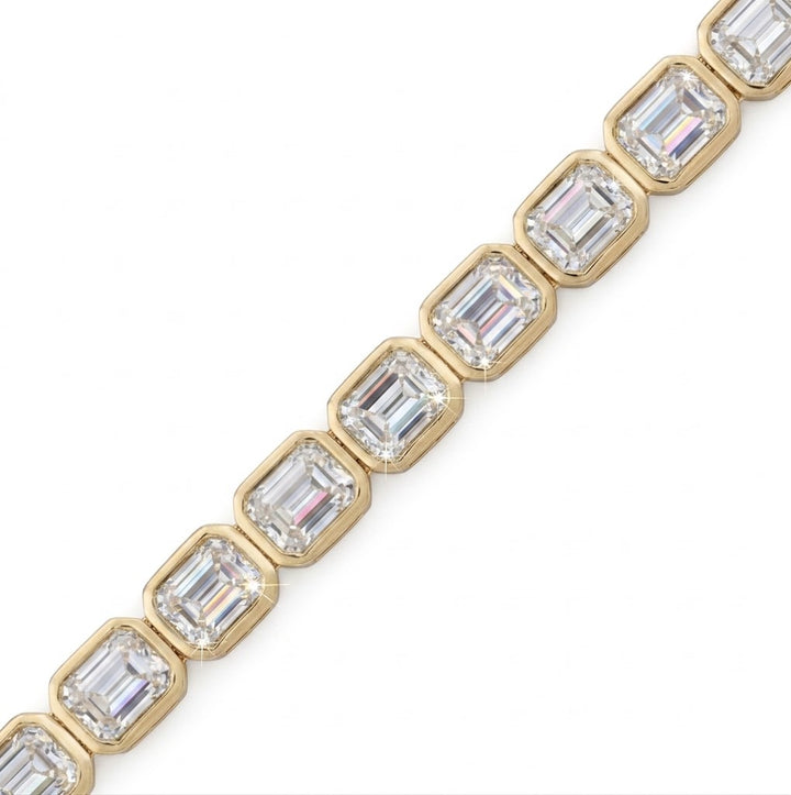 Emerald Cut Diamond Tennis Bracelet | 14K Yellow Gold | 4.74 CTW Bezel-Set Diamonds | Tennis Bracelet | TDB2123-304 - Brownee Jewelers