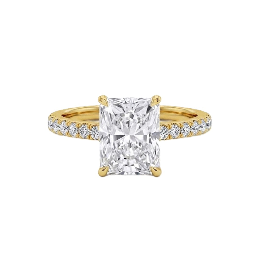 1 CT Radiant Lab-Grown Diamond Engagement Ring | 10K Yellow Gold | 1.25 CTTW Round Diamond Accents | LGR50663-125 - Brownee Jewelers