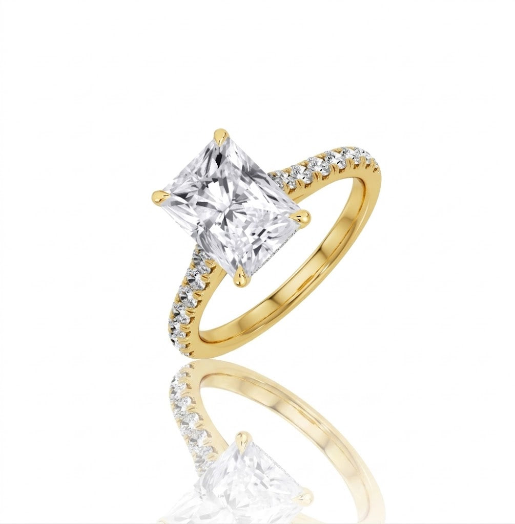 1 CT Radiant Lab-Grown Diamond Engagement Ring | 10K Yellow Gold | 1.25 CTTW Round Diamond Accents | LGR50663-125 - Brownee Jewelers