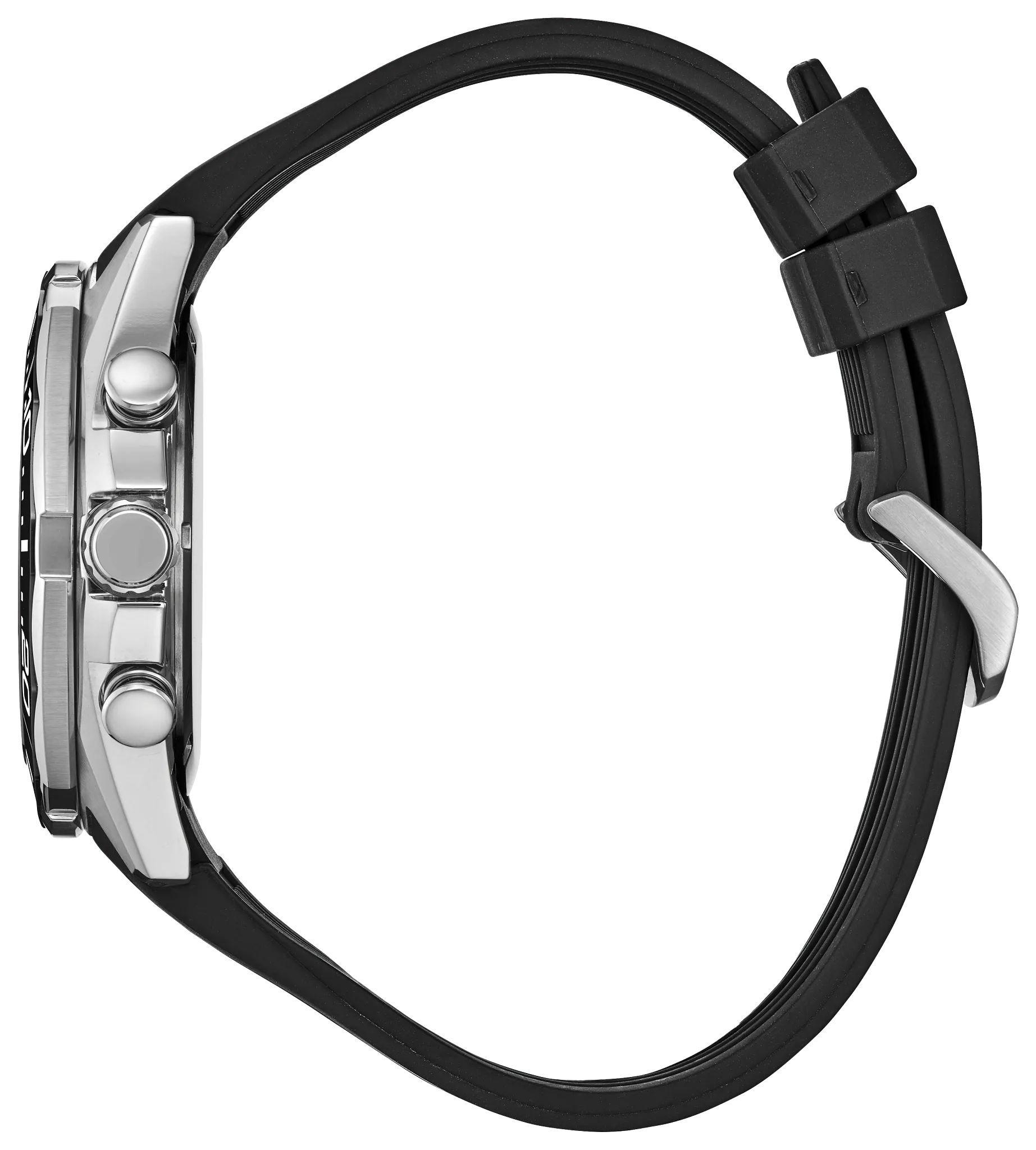 Eco-Drive Endeavor Chronograph Watch with a Black Dial, Stainless Steel Case, and a Black Polyurethane Strap