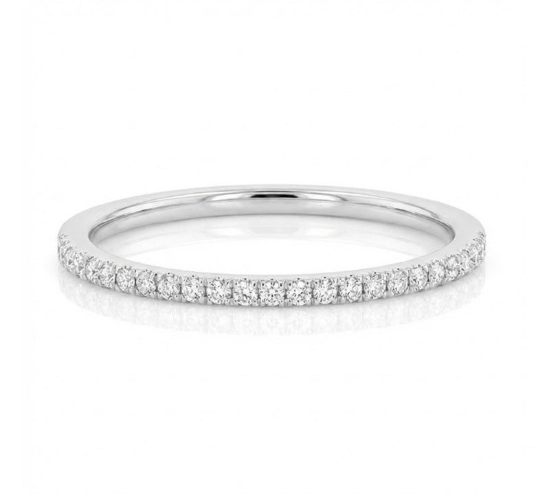 Diamond Stackable Band | 14K White Gold | 0.10 ctw | Pavé Diamond Ring - Brownee Jewelers