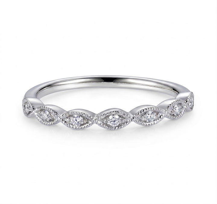 Marquise Diamond Station Stackable Ring | 14K White Gold | 0.06 CTW Diamond | R6155-006WD - Brownee Jewelers