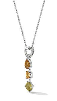 Sterling Silver Earth tone gemstone drop necklace 