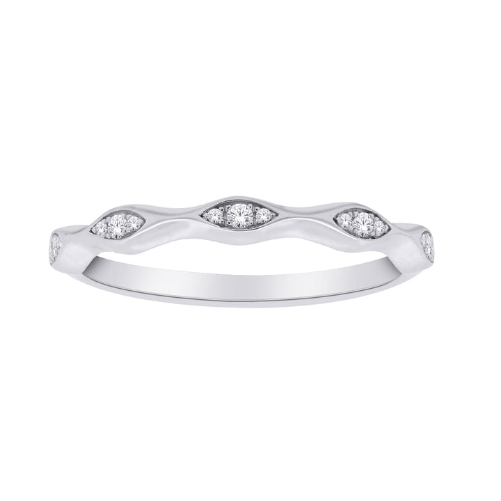 Lab-Grown Diamond Wave Band Ring | 10K White Gold | 0.33 CTW Round & Baguette Lab Diamonds | Contoured Wedding Band | LGR48842-25 - Brownee Jewelers