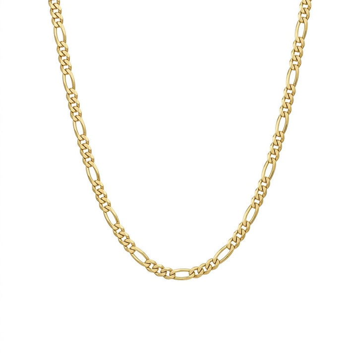 7.8MM Width and 24 Inch Length Figaro Link Chain Necklace in Sterling Silver with 18K Gold Plating Finish
