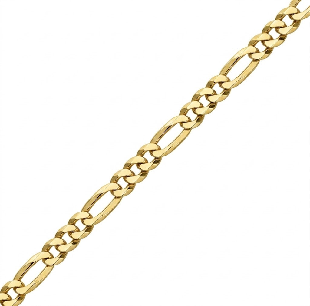7.8MM Width and 24 Inch Length Figaro Link Chain Necklace in Sterling Silver with 18K Gold Plating Finish