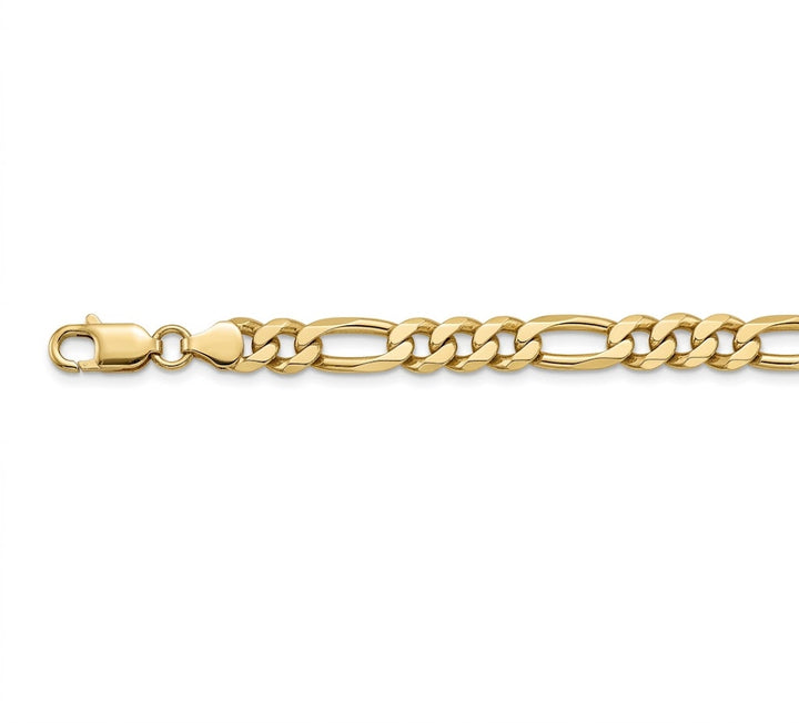 7.8MM Width and 24 Inch Length Figaro Link Chain Necklace in Sterling Silver with 18K Gold Plating Finish
