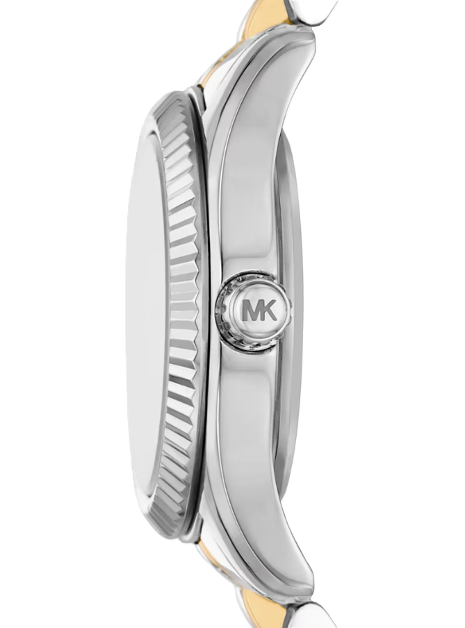 Petite Lexington Pavé Two-Tone Watch | Michael Kors | Stainless Steel | 28mm Case | Silver & Gold-Tone Bracelet - Brownee Jewelers