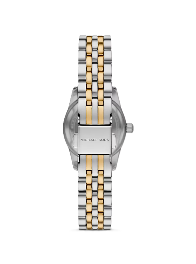 Petite Lexington Pavé Two-Tone Watch | Michael Kors | Stainless Steel | 28mm Case | Silver & Gold-Tone Bracelet - Brownee Jewelers