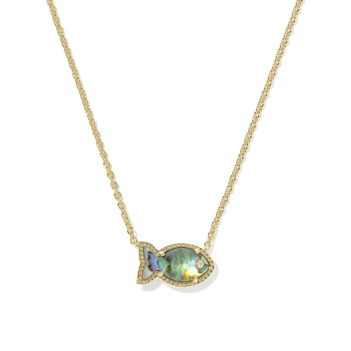 Kendra Scott | Parker Fish Pendant Necklace | Gold-Plated Brass | Abalone Shell | 9608894199 - Brownee Jewelers