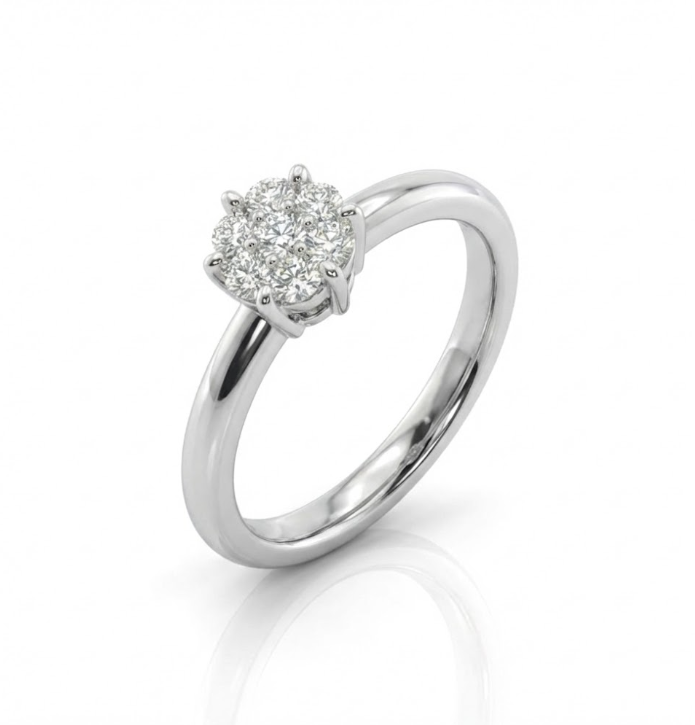 Round Diamond Cluster Ring