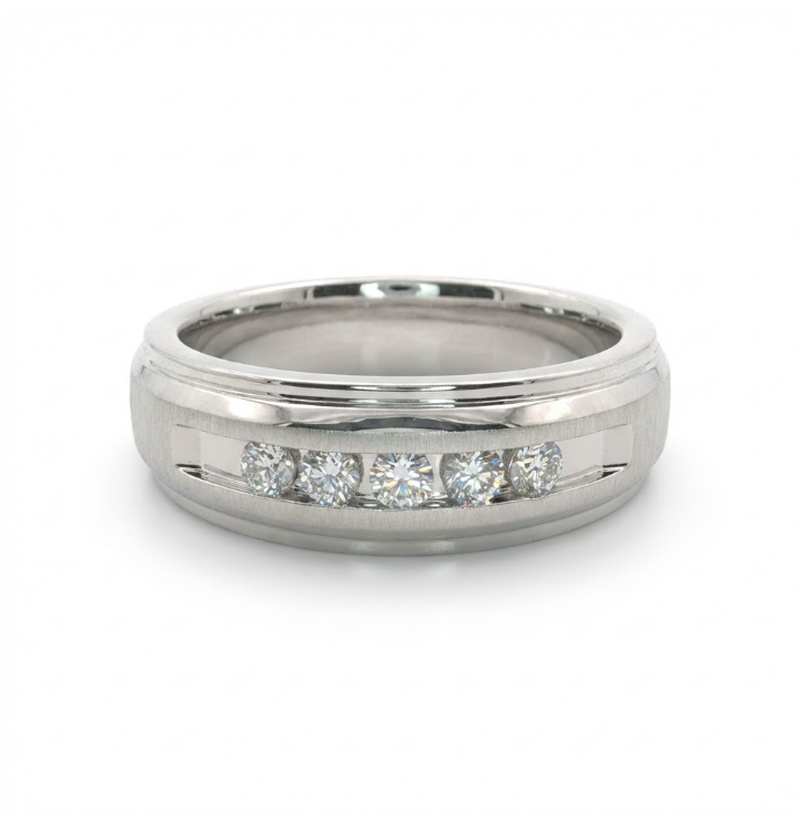 Five Diamond Channel Band | Round Diamonds | 0.25 ctw | 10K White Gold Ring | Channel Set - Brownee Jewelers