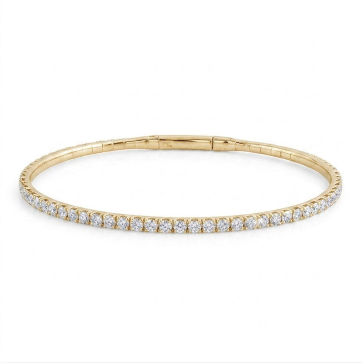 Round Diamond Flexible Bangle Bracelet | 14K Yellow Gold | 1.03 CTW Diamonds | Classic Diamond Line Bangle | BDD4442-2651 - Brownee Jewelers