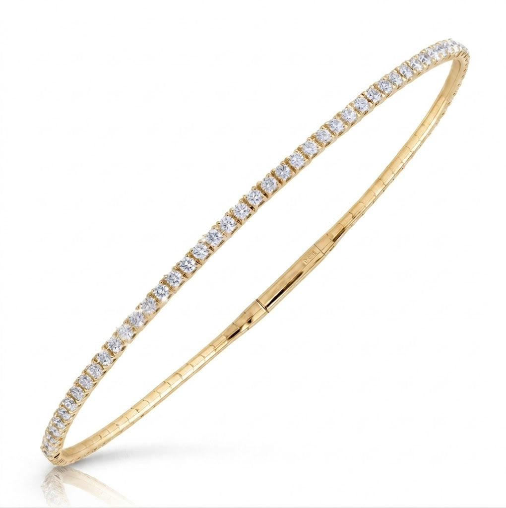 Round Diamond Flexible Bangle Bracelet | 14K Yellow Gold | 1.03 CTW Diamonds | Classic Diamond Line Bangle | BDD4442-2651 - Brownee Jewelers