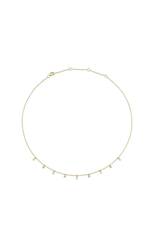 0.04 TOTAL CARAT WEIGHT DIAMOND & CULTURED PEARL NECKLACE IN 14K YELLOW GOLD