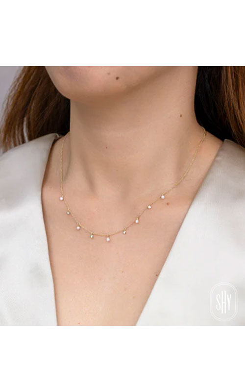 0.04 TOTAL CARAT WEIGHT DIAMOND & CULTURED PEARL NECKLACE IN 14K YELLOW GOLD