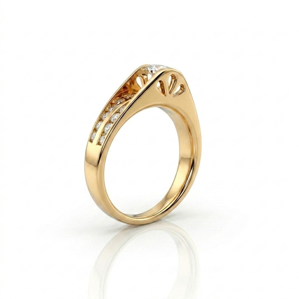 Round Diamond Engagement Ring 0.51 CT in 14K Yellow Gold