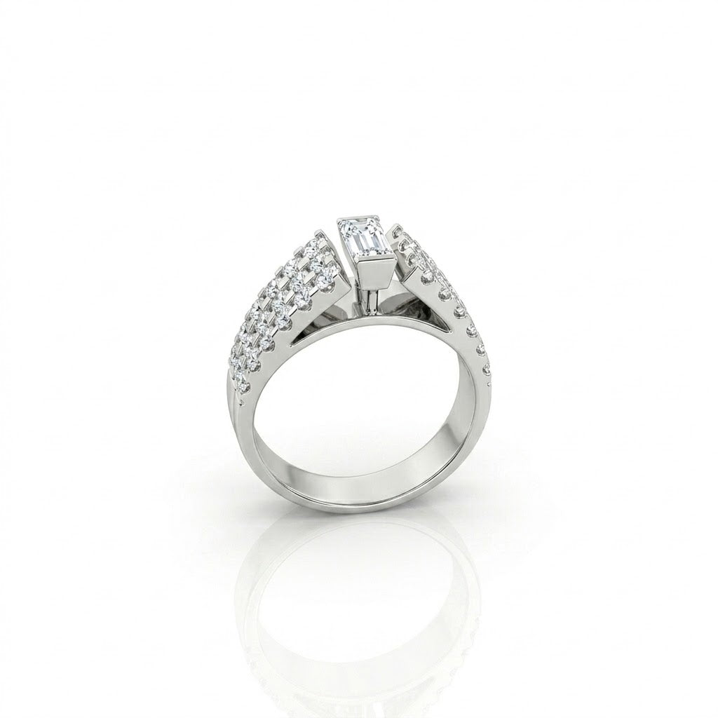 0.50 CT Center Baguette Diamond Ring