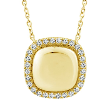 10K Yellow Gold Diamond Halo Cushion Pendant – 1/8ct