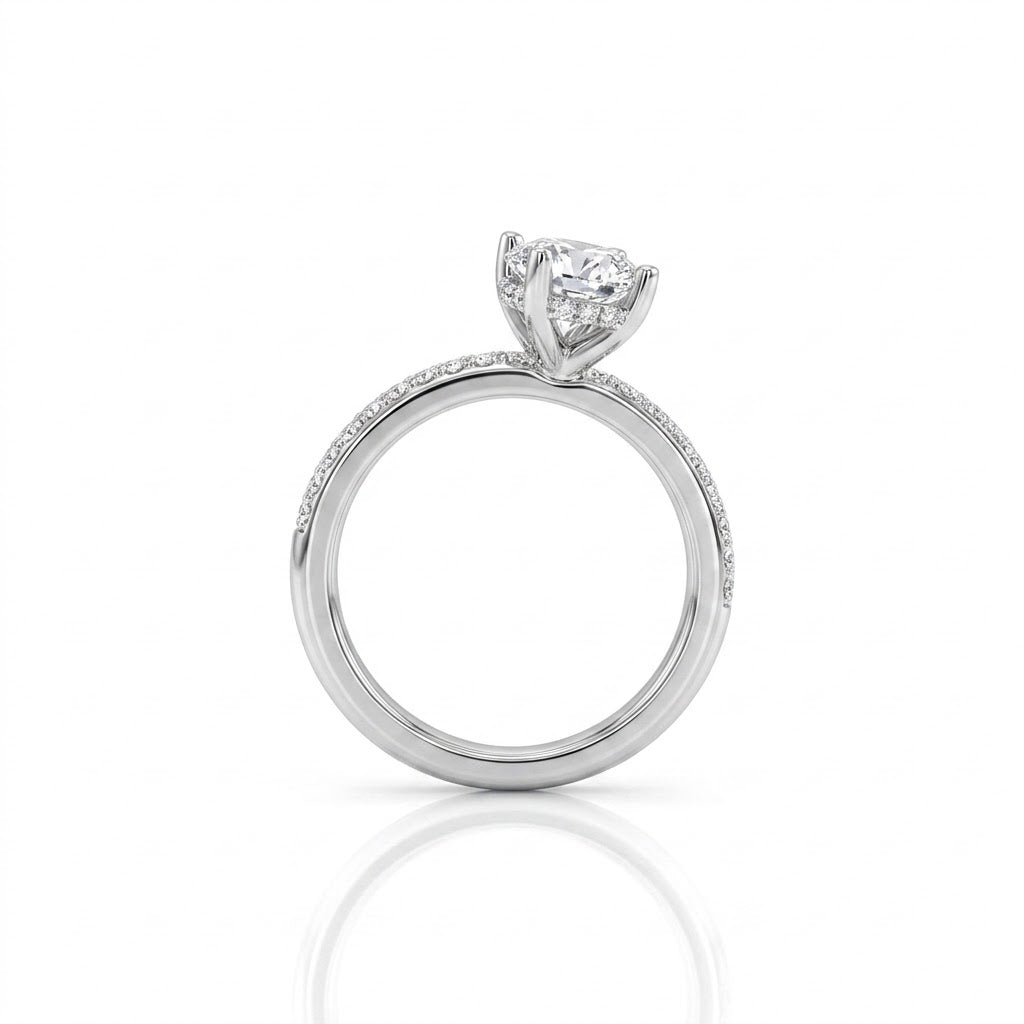 1.52 Carat Oval Diamond Bridal Ring Set in 14K White Gold 