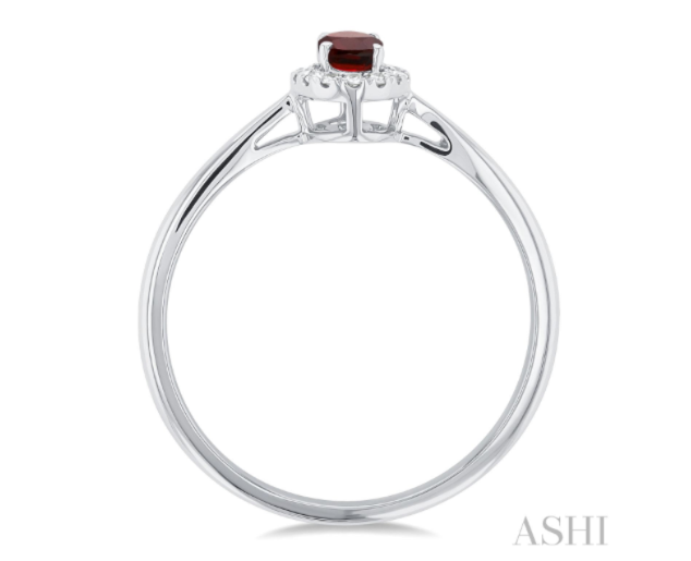Garnet & Diamond Halo Ring, 0.07 ctw