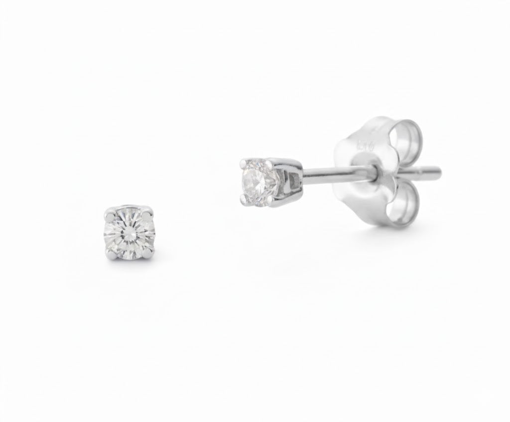 Sterling Silver .10ct Round Lab-Grown Diamond Stud Earrings