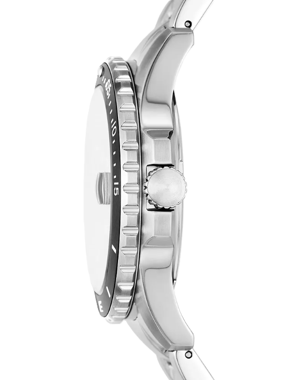 Fossil Blue Dive Three-Hand Date Watch | Fossil | Stainless Steel | Black Dial | 22mm Bracelet - Brownee Jewelers