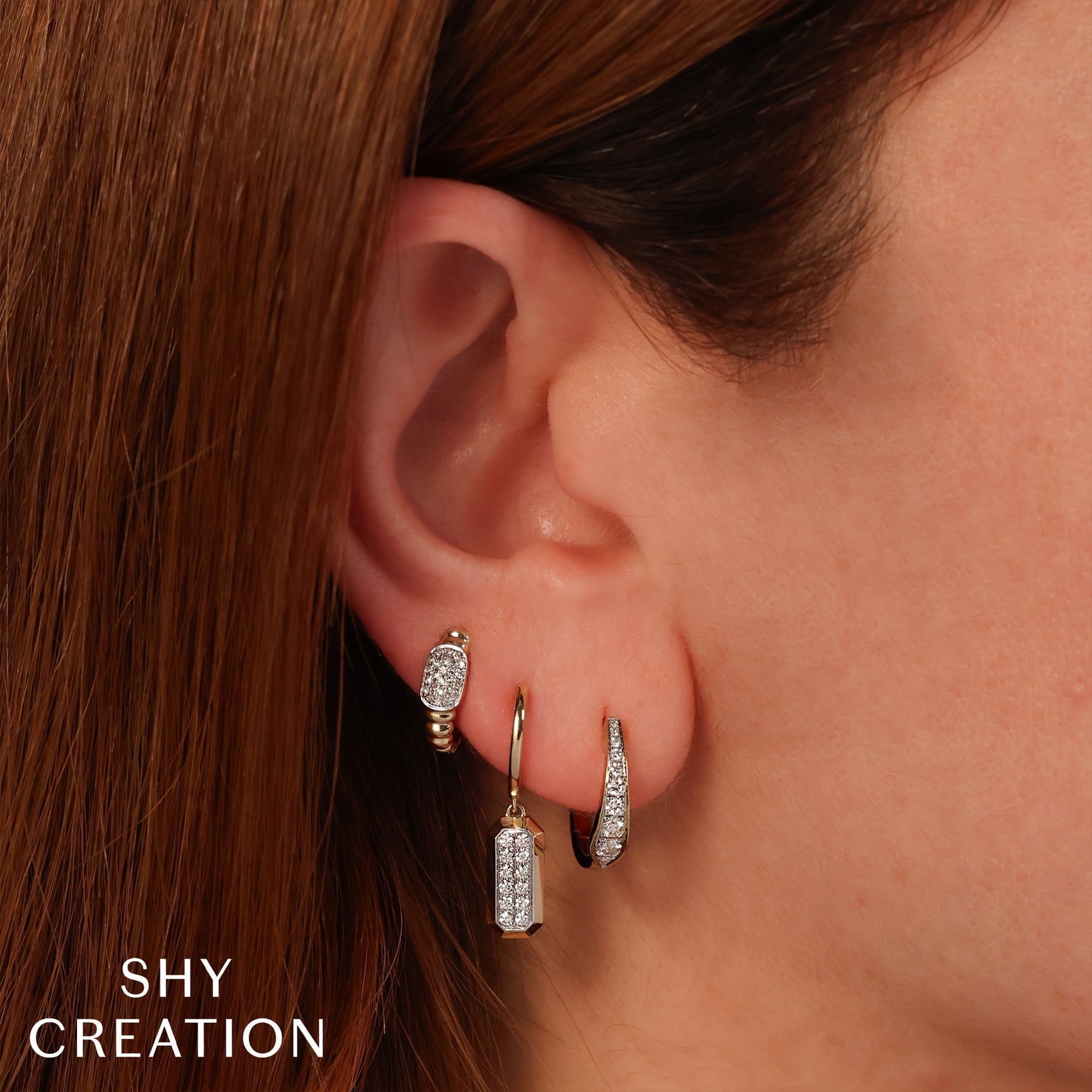 SHY CREATION | 0.25CT DIAMOND GEO CUT EARRINGS | 14K YELLOW GOLD | SC55027597RD - Brownee Jewelers