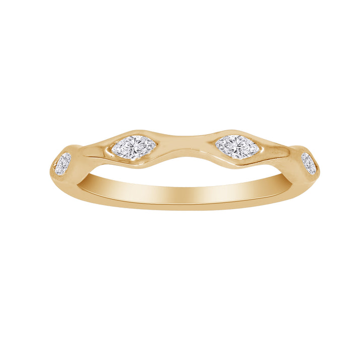 Marquise Lab-Grown Diamond Contoured Band Ring | 10K Yellow Gold | 0.50 CTW Lab Diamond Ring | Curved Wedding Band | LGR47545-50 - Brownee Jewelers