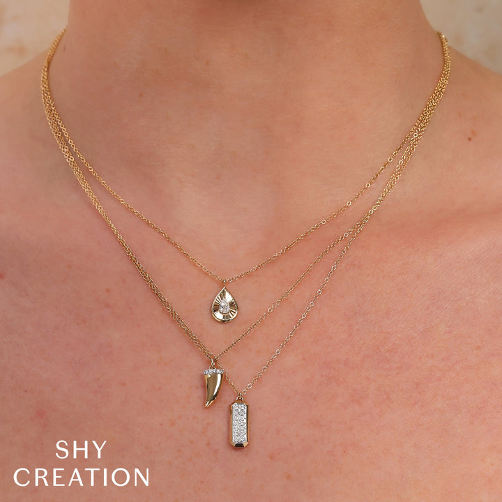 SHY CREATION | 0.15CT DIAMOND GEO CUT NECKLACE | 14K YELLOW GOLD | SC55027594RD - Brownee Jewelers