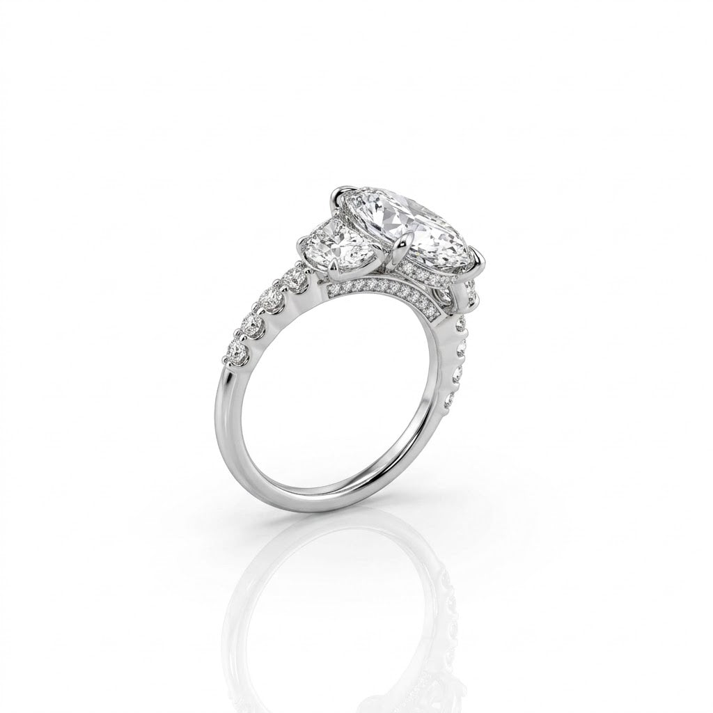 OVAL LAB-GROWN DIAMOND ENGAGEMENT RING | 5.75CTTW | 14K WHITE GOLD | LGD-HR3003O400-GW6 - Brownee Jewelers