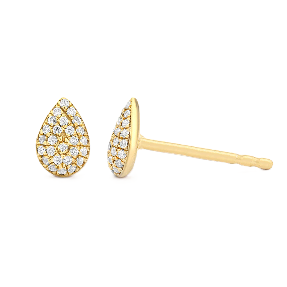 Diamond Pavé Teardrop Stud Earrings