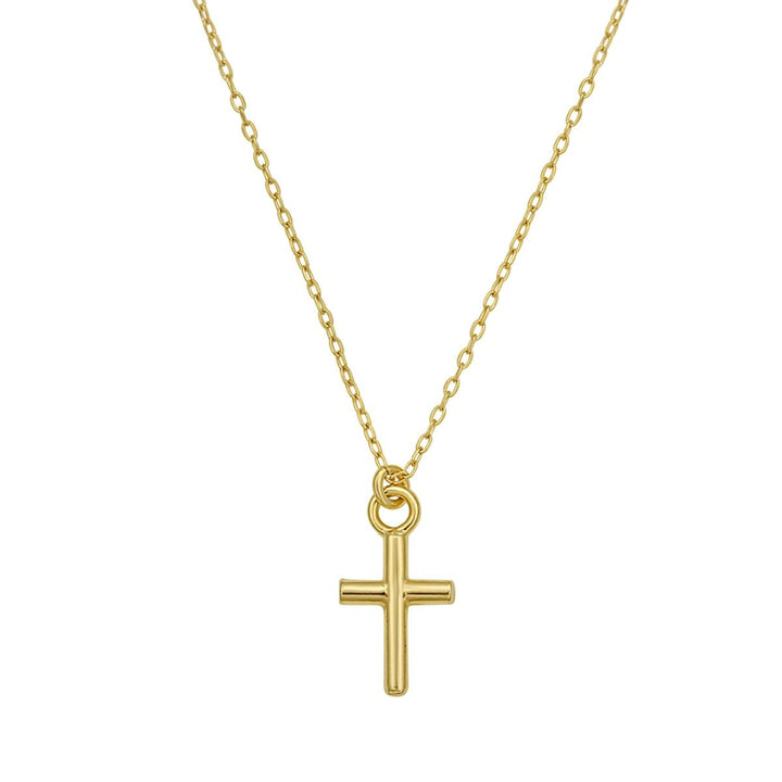 Mini Cross Necklace | 14K Yellow Gold | 17.75 Inch | Spring Ring Clasp | C19805-1775 - Brownee Jewelers