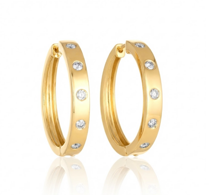 Bezel-Set Diamond Hoop Earrings