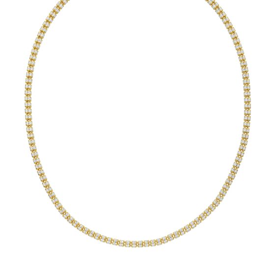 Fancy Ice Chain Necklace | Gold-Plated Sterling Silver | Necklace | Diamond-Cut Ice Chain Design | 22 Inches | Lobster Clasp - Brownee Jewelers